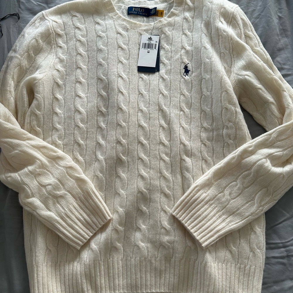 Polo by Ralph Lauren Men's Cream Cable Knit Sweater